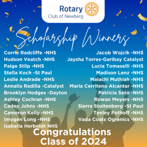List of Newberg Rotary scholarship winners for 2024